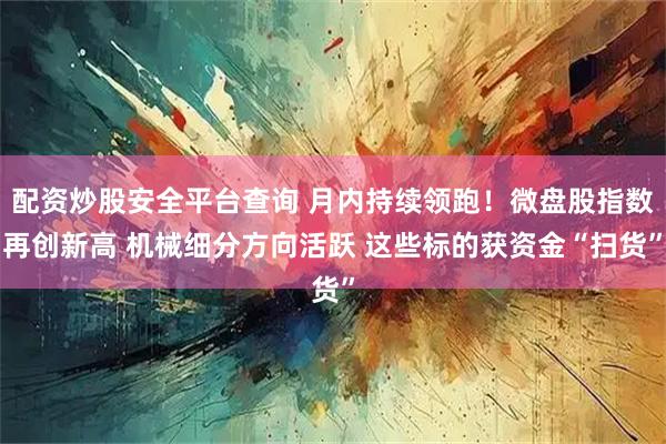 配资炒股安全平台查询 月内持续领跑!微盘股指数再创新高 机械细分方向活跃 这些标的获资金“扫货”
